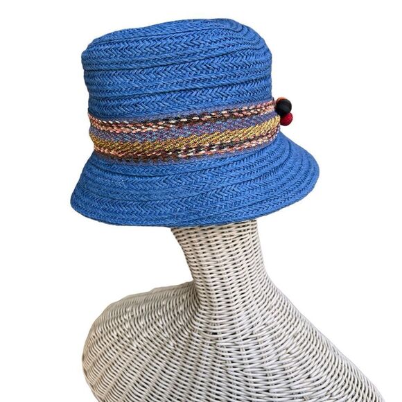 Giovannio Hat Blue Raffia Bucket Hat - Picture 2 of 6